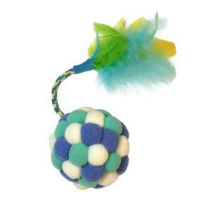 Fog City Pet Pom Pom Ball w/ Rope Feather Tail Batting Cat Toy