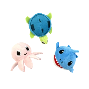Fog City Pet Ocean Squad Trio Plush Catnip Cat Toys, 3-Pack