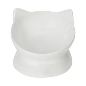 Park Life Designs White Oscar Tilt Ceramic Cat Dish