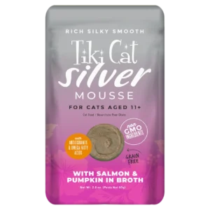 Tiki Cat Velvet Mousse w/ Salmon & Pumpkin in Broth Senior Wet Cat Food