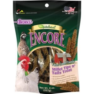 Brown’s Encore Farm Fresh Fixins Millet Tips N Tails Treat For Chickens, Ducks, Geese, Turkeys, Pheasants & Quail